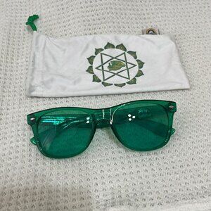 Rare RainbowOptx Mood Boosting Green Sunglasses Wayfarer Frame Green Lens
